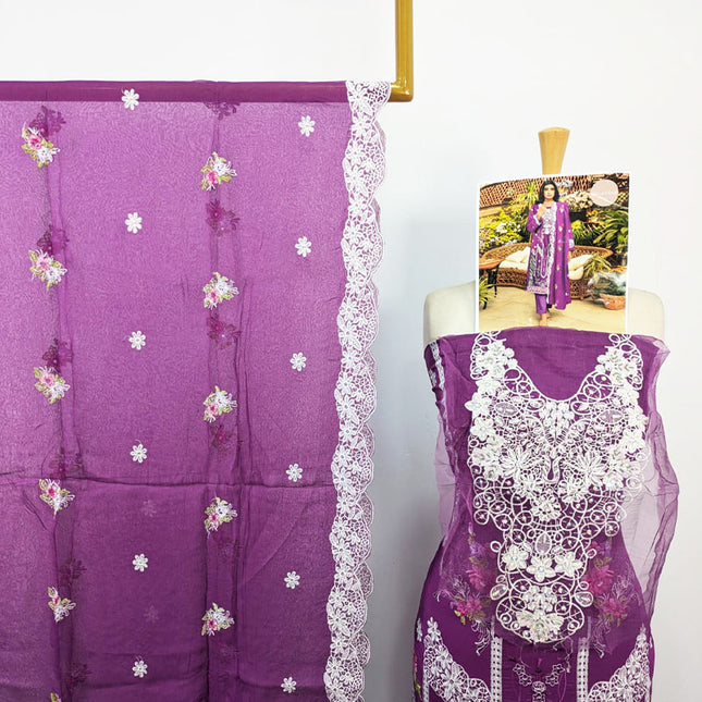 Fancy Sequence Embroidered Dyed Lawn 3Pc Unstitched - Jazmin