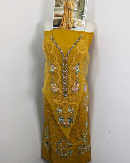 Embroidered Chikankari Work Lawn with Silk Dupatta 3Pc - daa. Vol-2018