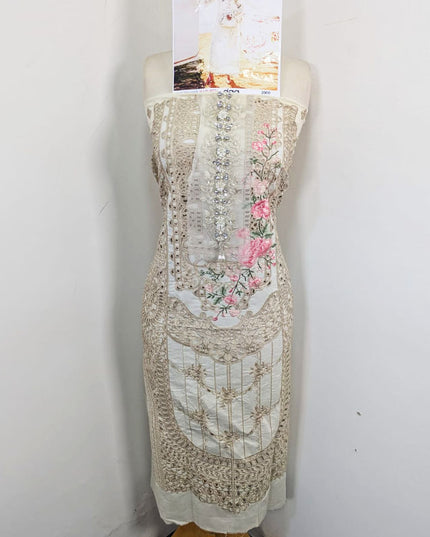 Fancy Embroidered Chikankari Work Lawn with Silk Dupatta 3Pc - daa. Vol-2000