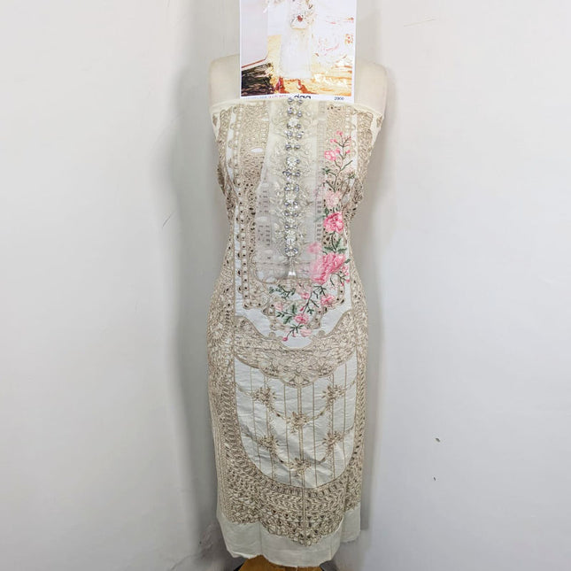 Fancy Embroidered Chikankari Work Lawn with Silk Dupatta 3Pc - daa. Vol-2000