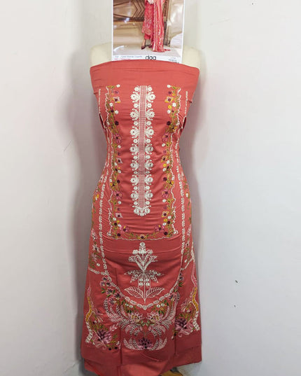 Embroidered Chikankari Work Lawn with Silk Dupatta 3Pc - daa. Vol-2039