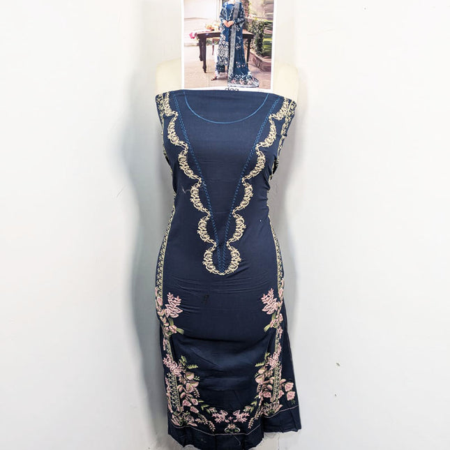 Fancy Embroidered Chikankari Work Lawn with Silk Dupatta 3Pc - daa. Vol-2037