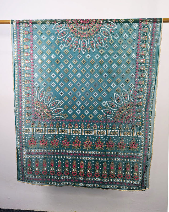 Fancy Chiffon with Chunnri, Mirror & Sitara Work Dupatta