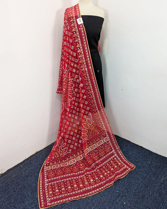 Fancy Chiffon with Chunnri, Mirror & Sitara Work Dupatta