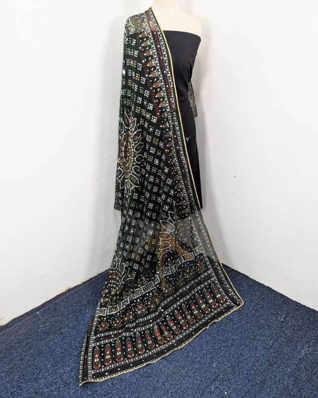 Fancy Chiffon with Chunnri, Mirror & Sitara Work Dupatta