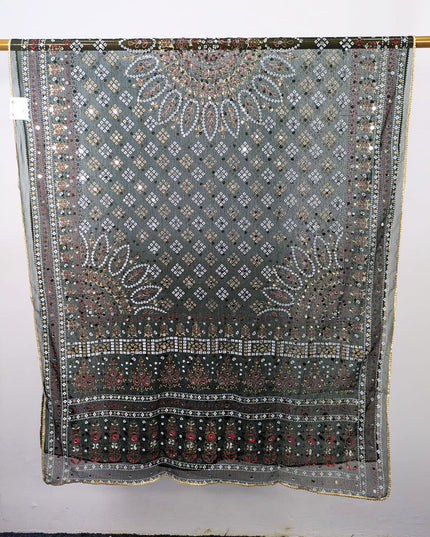 Fancy Chiffon with Chunnri, Mirror & Sitara Work Dupatta