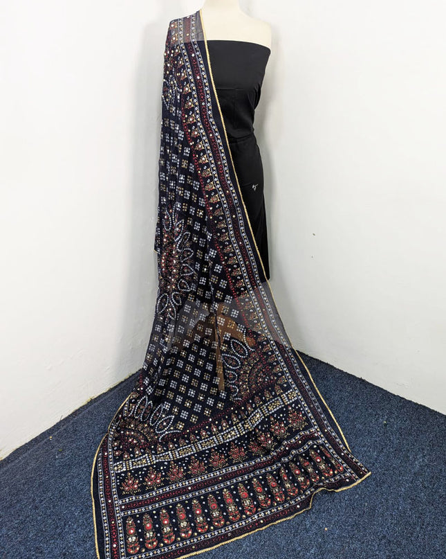 Fancy Chiffon with Chunnri, Mirror & Sitara Work Dupatta