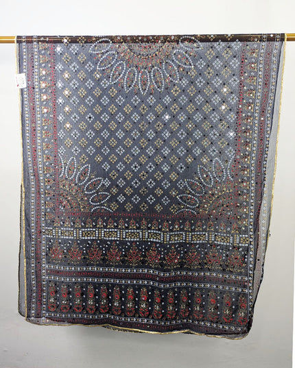 Fancy Chiffon with Chunnri, Mirror & Sitara Work Dupatta