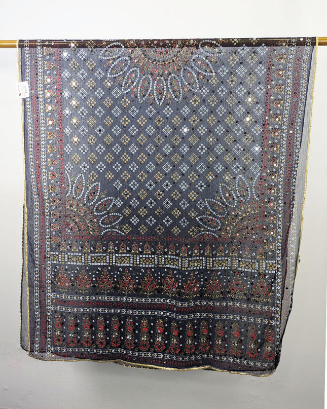 Fancy Chiffon with Chunnri, Mirror & Sitara Work Dupatta