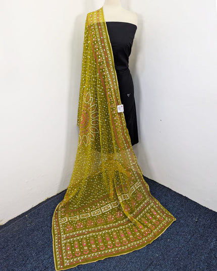 Fancy Chiffon Block Print with Chunnri Mirror Sitara Work Dupatta