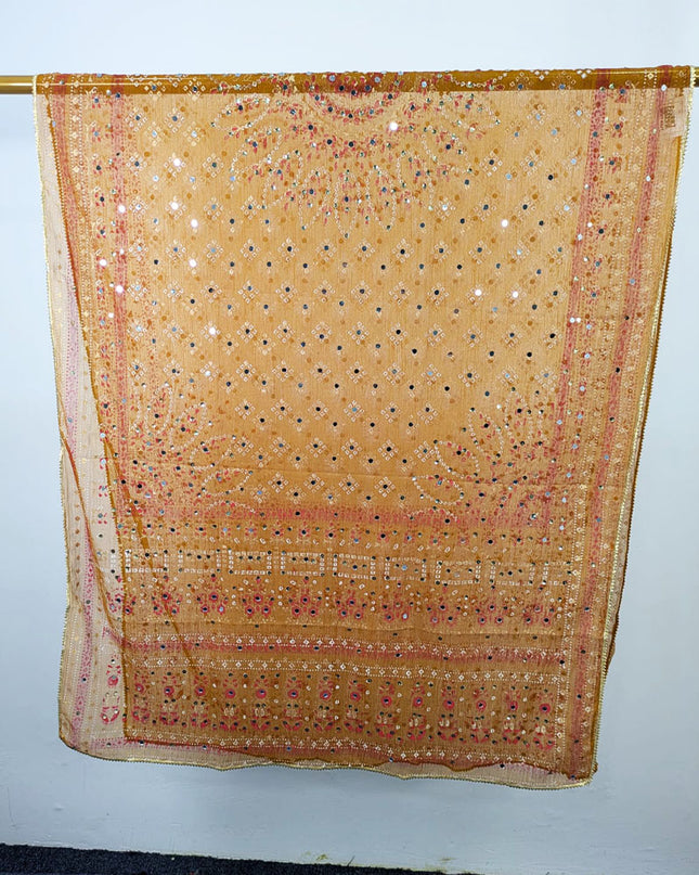 Fancy Chiffon with Chunnri, Mirror & Sitara Work Dupatta