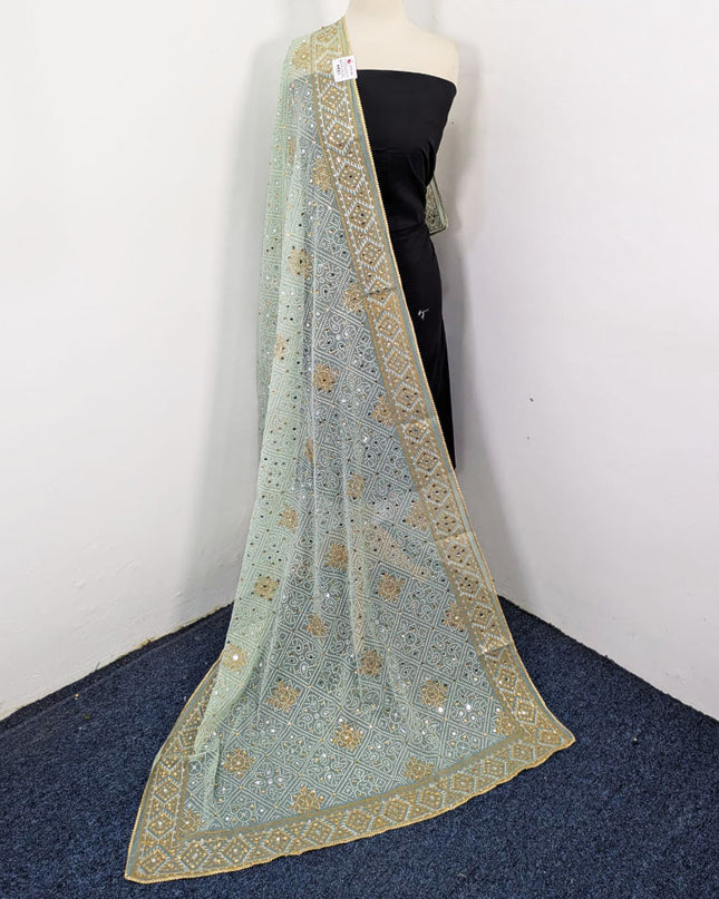 Fancy Chiffon Block Print with Chunnri Mirror Sitara Work Dupatta
