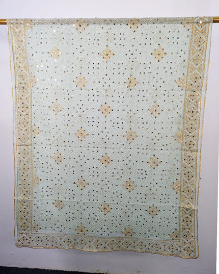 Fancy Chiffon Block Print with Chunnri Mirror Sitara Work Dupatta