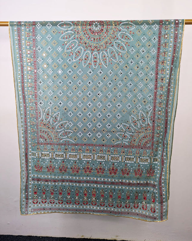 Fancy Chiffon with Chunnri, Mirror & Sitara Work Dupatta