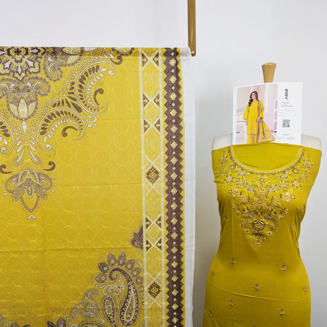 Fancy Embroidered Bana Dora Lawn 3Pc Unstitched - Rangon (Masooma)