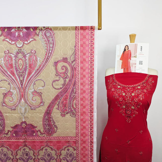 Embroidered Bana Dora Lawn 3Pc Unstitched - Rangon (Masooma)