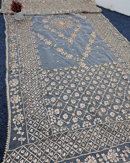 Handmade Full Jaal Gotta Work Organza Dupatta (Dyeable in All Colors)