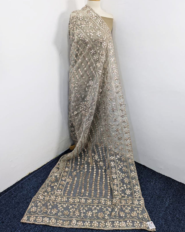 Dyeable Organza with Handmade Full Jaal Gotta Work Dupatta