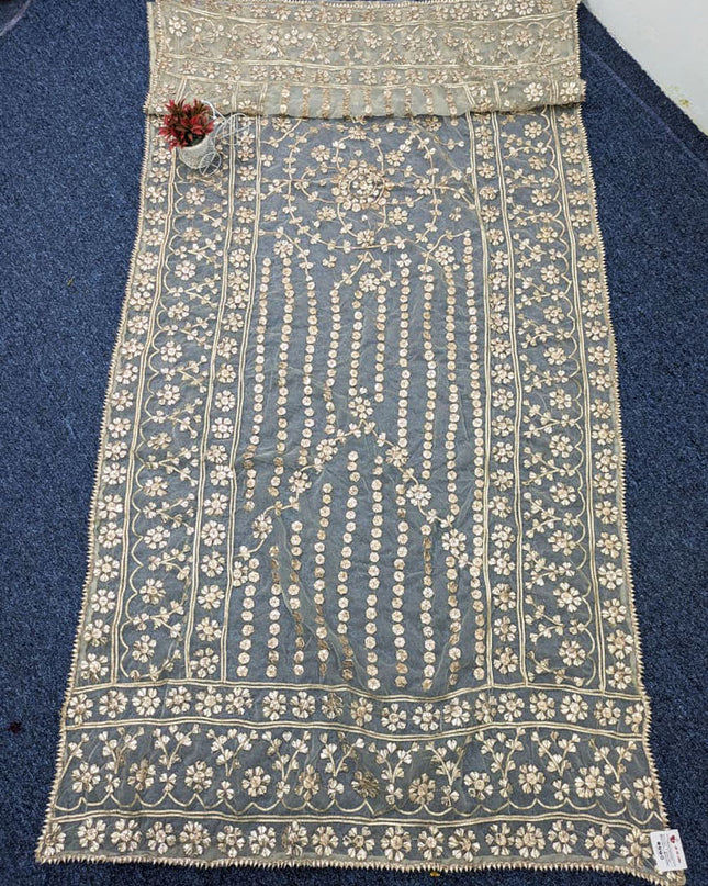 Dyeable Organza with Handmade Full Jaal Gotta Work Dupatta