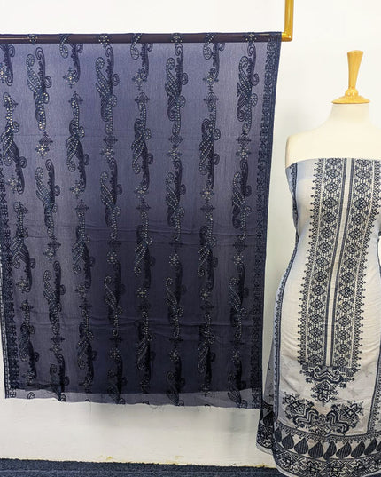Fancy Embroidered Masuri + Chiffon Dupatta 2PC Unstitched