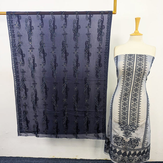 Fancy Embroidered Masuri + Chiffon Dupatta 2PC Unstitched