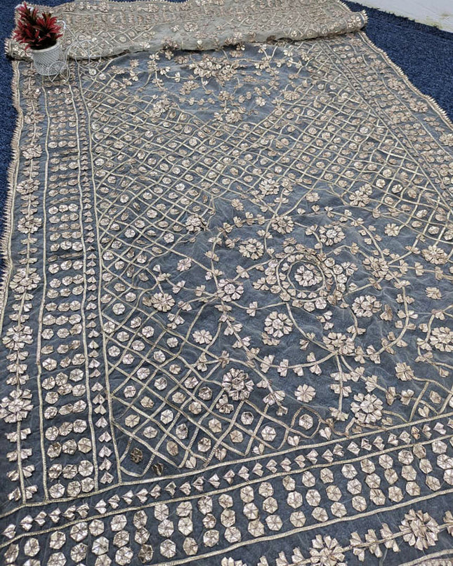 Fancy Organza with Handmade Full Jaal Gotta Work Dupatta (Dyeable)