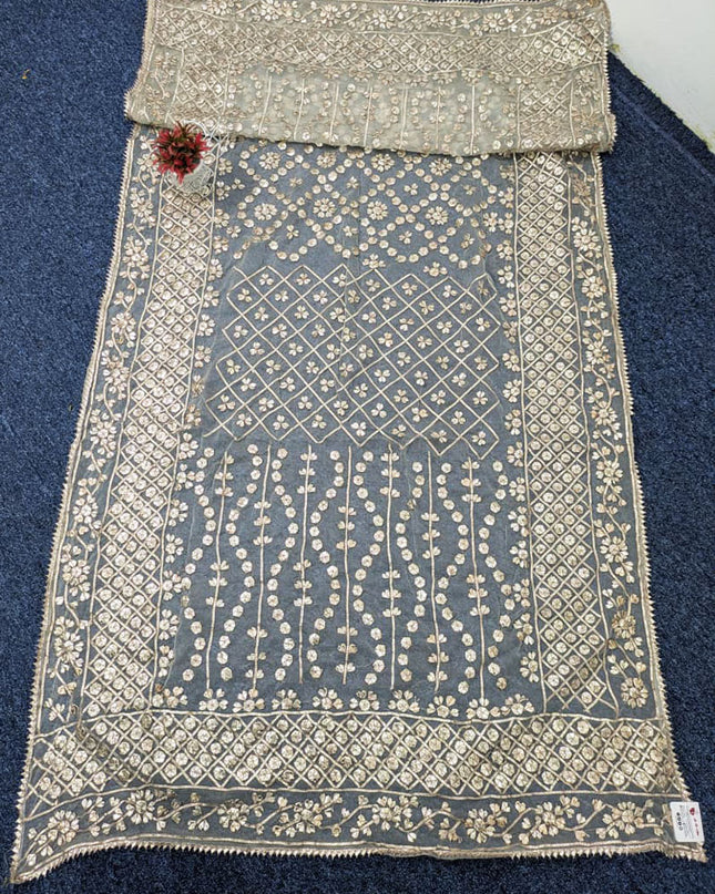 Dyeable Organza with Handmade Full Jaal Gotta Work Dupatta