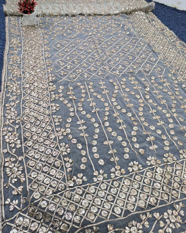 Dyeable Organza with Handmade Full Jaal Gotta Work Dupatta