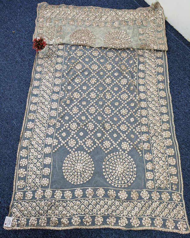 Dyeable Organza with Handmade Full Jaal Gotta Work Dupatta