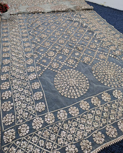 Dyeable Organza with Handmade Full Jaal Gotta Work Dupatta