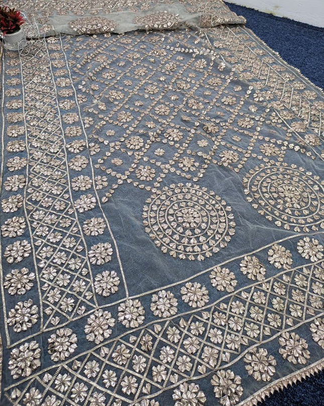 Dyeable Organza with Handmade Full Jaal Gotta Work Dupatta