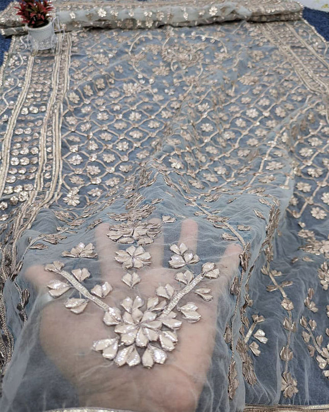 Dyeable Organza with Handmade Full Jaal Gotta Work Dupatta