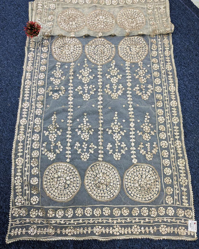 Fancy Organza with Handmade Full Jaal Gotta Work Dupatta (Dyeable)