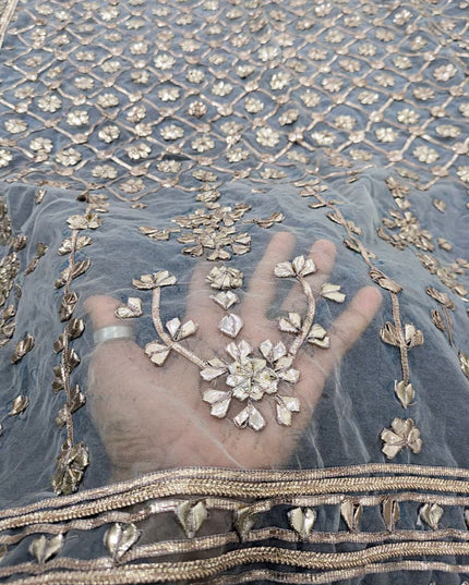 Dyeable Organza with Handmade Full Jaal Gotta Work Dupatta