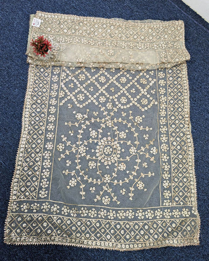 Handmade Full Jaal Gotta Work Organza Dupatta (Dyeable in All Colors)