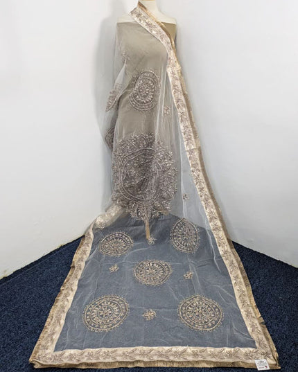 Dyeable Organza with Handmade LCD Gotta Work Dupatta