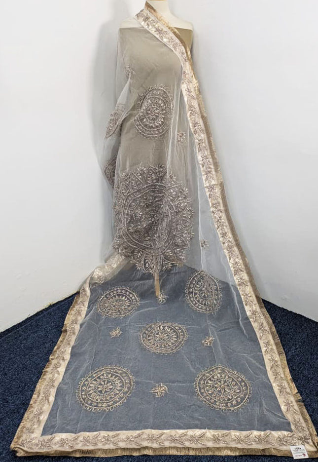 Dyeable Organza with Handmade LCD Gotta Work Dupatta