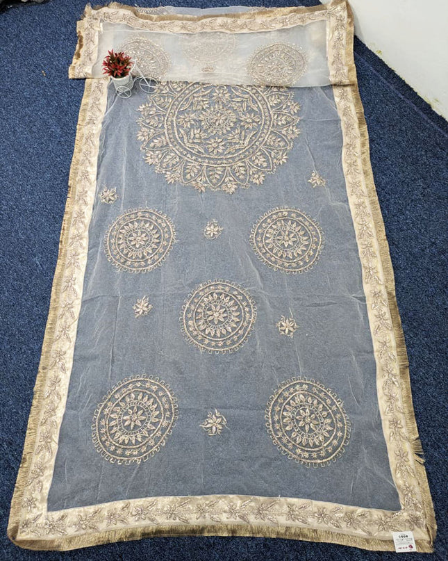 Dyeable Organza with Handmade LCD Gotta Work Dupatta