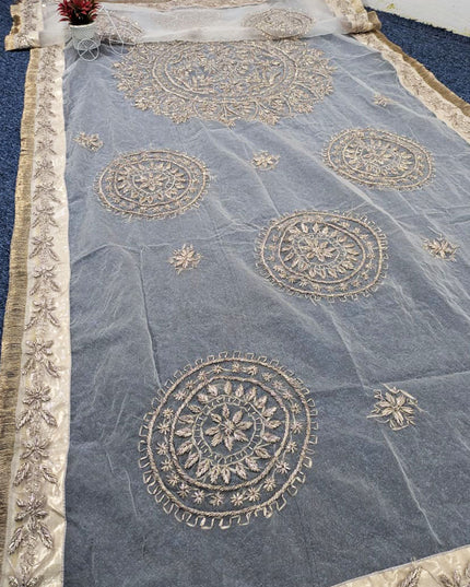 Dyeable Organza with Handmade LCD Gotta Work Dupatta