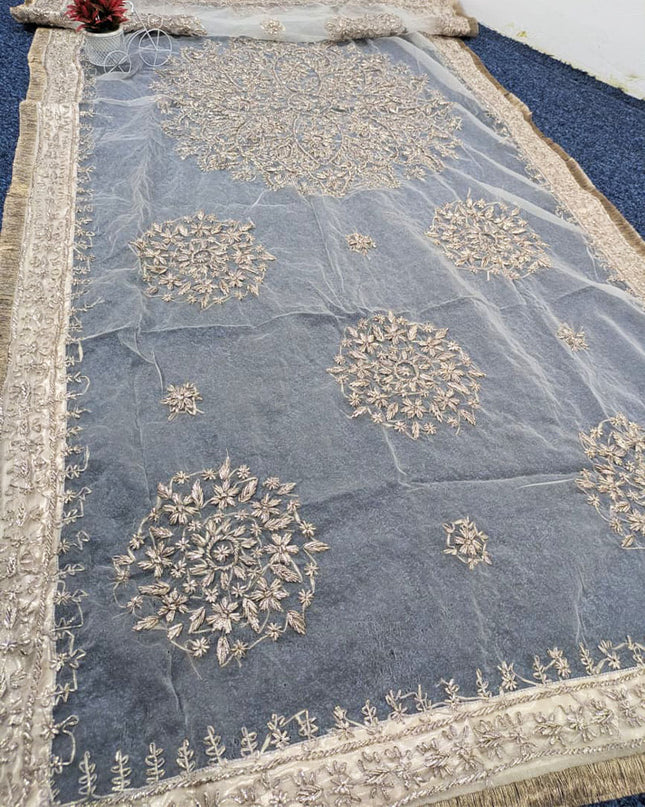 Handmade LCD Gotta Work Organza Dupatta (Dyeable in All Colors)