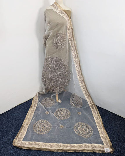 Dyeable Organza with Handmade LCD Gotta Work Dupatta