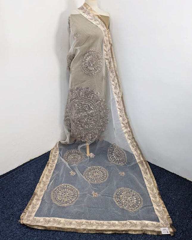 Dyeable Organza with Handmade LCD Gotta Work Dupatta