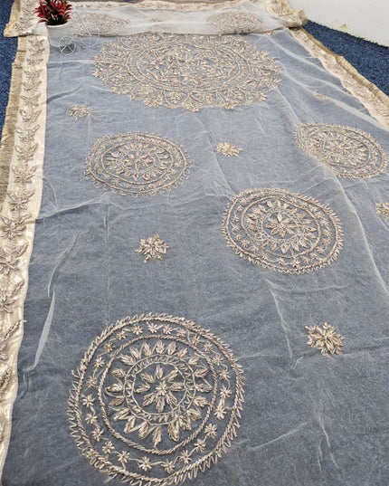 Dyeable Organza with Handmade LCD Gotta Work Dupatta