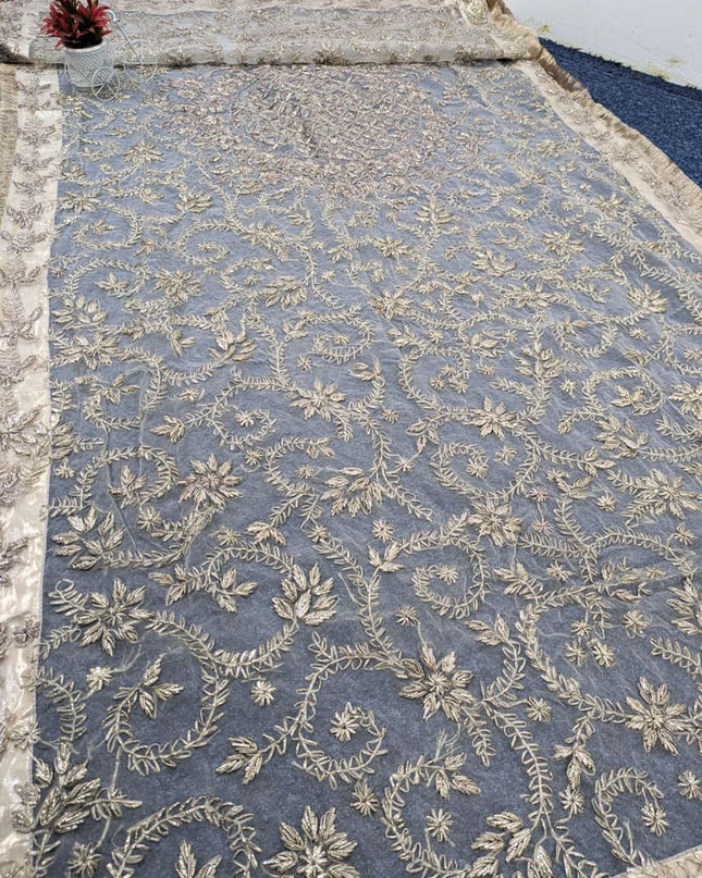 Dyeable Organza with Handmade LCD Gotta Work Dupatta