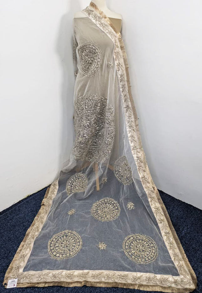 Dyeable Organza with Handmade LCD Gotta Work Dupatta