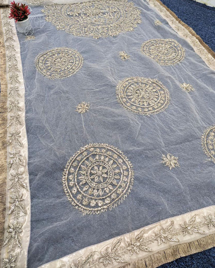 Dyeable Organza with Handmade LCD Gotta Work Dupatta