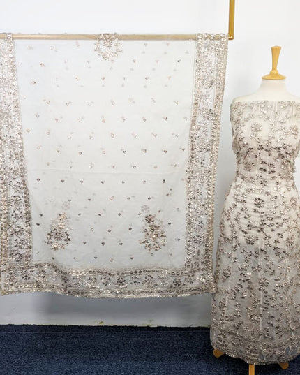 Handmade Heavy Gotta Work Organza Frock 2Pc Unstitched (Dyeable)