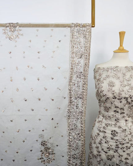 Handmade Heavy Gotta Work Organza Frock 2Pc Unstitched (Dyeable)