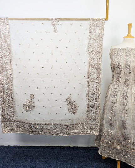 Dyeable Organza with Heavy Gotta + Mirror Work Frock 2Pc Unstitched