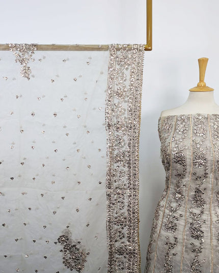 Dyeable Organza with Heavy Gotta + Mirror Work Frock 2Pc Unstitched